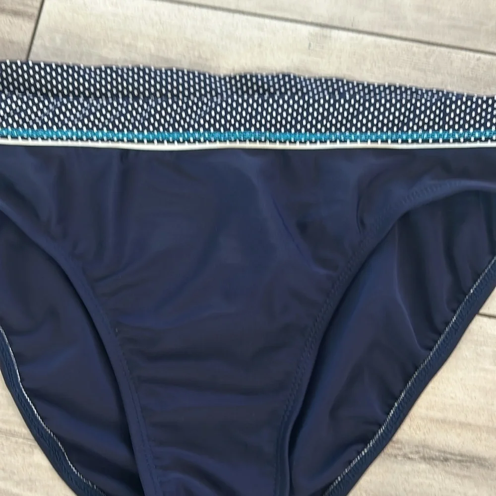 24th & Ocean navy blue polka dot bikini swim bottoms size XL NWOT
